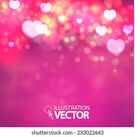 Shining heart bokeh background. Valentine background. Vector illustration