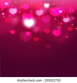 Shining heart bokeh background. Valentine background. Vector illustration