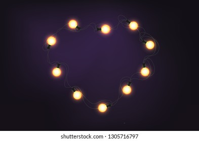 Brillante corazón sobre fondo oscuro. Ilustración vectorial. concepto de tarjeta de San Valentín