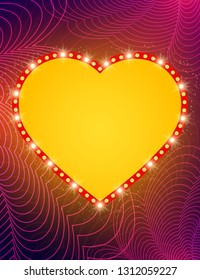 Shining heart on waves background. Vector illustration