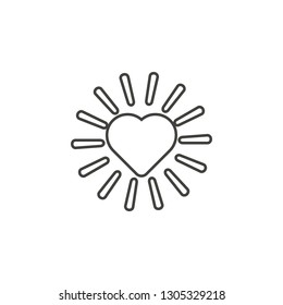 Shining heart rays icon. Simple thin line, outline vector of valentines day, love icons for UI and UX, website or mobile application