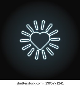 Shining heart rays neon icon. Simple thin line, outline vector of valentines day icons for UI and UX, website or mobile application