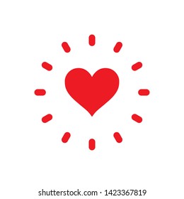 Shining heart vector icon, love symbol with sunburst.