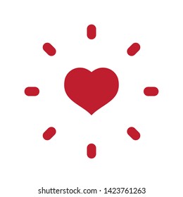 Shining heart vector icon, love symbol with sunburst.