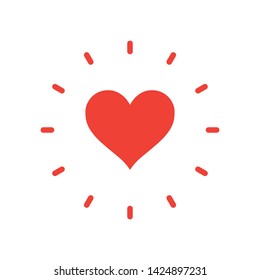 Shining heart vector icon, love symbol with sunburst.