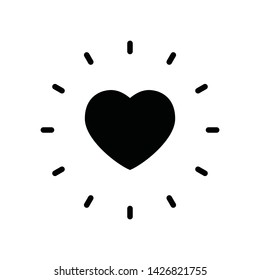 Shining heart vector icon, love symbol with sunburst.