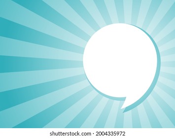 Shining hint. White comma speech bubble on sunlight shining blue background. Talk, chat message, comment, communicate, messenger concept. Tint, quote, citation. Help cartoon window.