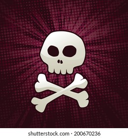 Shining human skull and crossed bones. EPS 8 Vector illustration with global colors.