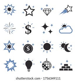 Iconos brillantes. Diseño Plano De Dos Tonos. Ilustración vectorial.