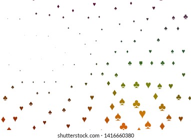  Shining illustration with hearts, spades, clubs, diamonds. Pattern for leaflets of poker games, events.