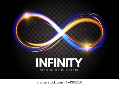 Shining Infinity Symbol. Transparent Sign. Vector illustration