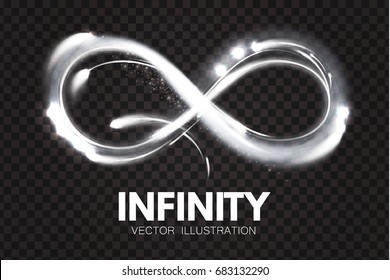 Shining Infinity Symbol. Transparent Sign. Vector illustration