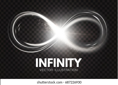 Shining Infinity Symbol. Transparent Sign. Vector illustration
