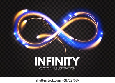 Shining Infinity Symbol. Transparent Sign. Vector illustration