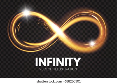 Shining Infinity Symbol. Transparent Sign. Vector illustration