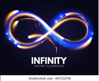 Shining Infinity Symbol. Transparent Sign. Vector illustration