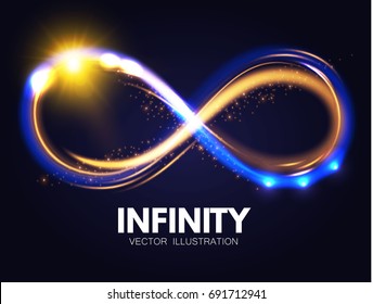 Shining Infinity Symbol. Transparent Sign. Vector illustration