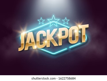 Shining Jackpot Sign With A Neon Frame. Vector Illustration.