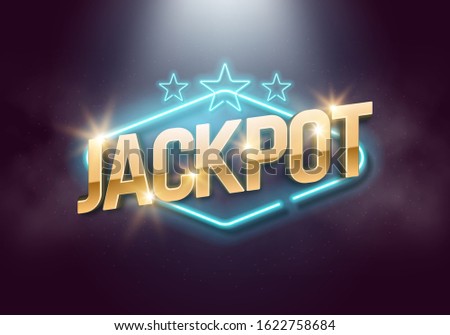 Shining Jackpot sign with a neon frame. Vector illustration.