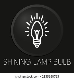Bombilla de luz brillante icono de línea vectorial mínimo en el botón 3D aislado en el fondo negro. Vector Premium.