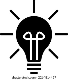 Shining Lamp Light Bulb Symbol Icon. Vector Image.