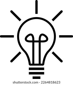 Shining Lamp Light Bulb Symbol Icon. Vector Image.