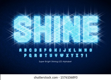 Shining LED light alphabet, extra glowing font. Exclusive swatch color control.