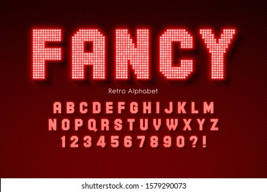 Shining LED light alphabet, extra glowing font. Exclusive swatch color control.