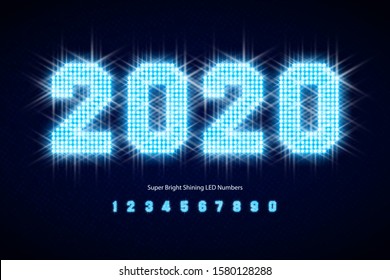 Shining LED light alphabet, extra glowing font. Exclusive swatch color control.