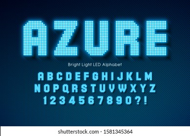 Shining LED light alphabet, extra glowing font. Exclusive swatch color control.