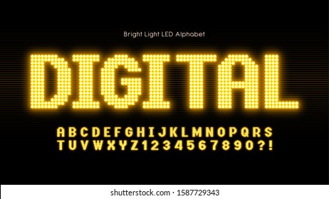 Shining LED light alphabet, extra glowing font. Exclusive swatch color control.
