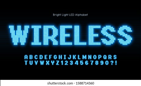 Shining LED light alphabet, extra glowing font. Exclusive swatch color control.