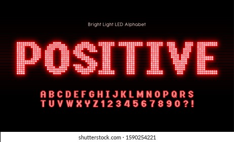 Shining LED light alphabet, extra glowing font. Exclusive swatch color control.