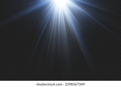Shining lens with flash and ray effect. On a transparent background.