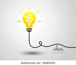 Shining light bulb with gears as strategy concept