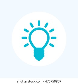 Shining light bulb icon isolated on white