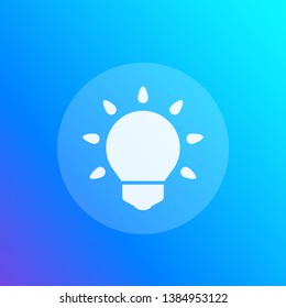 Shining light bulb icon, vector design
