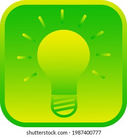 Shining light bulb. Idea sign, solution, thinking concept. Ecology or green energy concept. Isolated web icon. Logo design. Flat vector illustration. 
