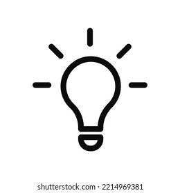 Shining light bulb line icon isolated on white background.