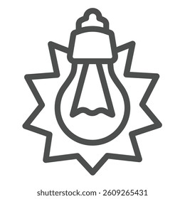 Shining light bulb line icon, electrical service concept. Vector graphics. Shiny lightbulb lamp sign on white background, outline style icon for mobile or web design