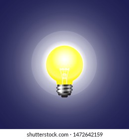 Shining light bulb on dark background. Vector illustration