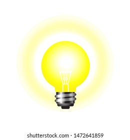 Shining light bulb on white background. Vector illustration