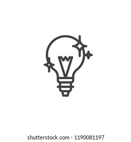 Shining light bulb outline icon. linear style sign for mobile concept and web design. Idea lamp simple line vector icon. Symbol, logo illustration. Pixel perfect vector graphics