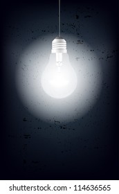 Shining light bulb - place for text