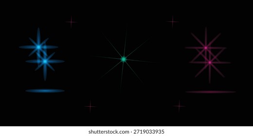 Brillante luz de diferentes colores, brillante animación de la estrella, efecto de luz brillante en bucle