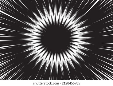 Shining light effect Cartoon graphic material Speed line Concentrated line, radiation, lightning flash, black and white background