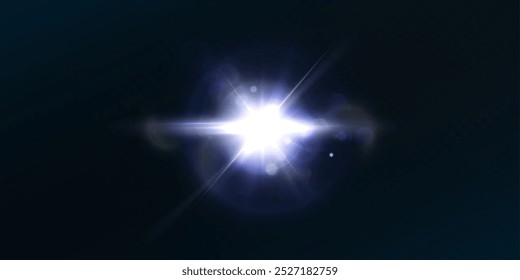 Shining light effect. Light lens flare. Glow effect. Star bursts with shimmering highlights. Vector 10 EPS