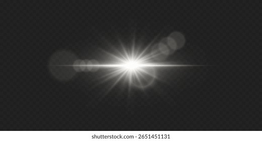 Shining light effect of star and flare. On a transparent background.