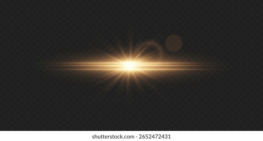 Efecto de luz brillante de la estrella y la llamarada. Sobre un fondo transparente.