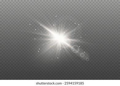 Shining light effects of star and light. On a transparent background.
